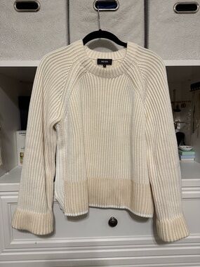 ME+EM Cream Scoop Neck Ribbed Sweater